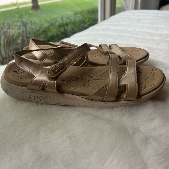 ONCAI Sandals Orthotic Arch Support Leather Lightweight Comfort Gold/Khaki Sz 9 - Picture 7 of 16